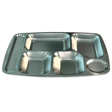 MASIONS 美心 可微波 頂級不銹鋼分隔自助餐便當餐盤 6格, 1個, 銀色