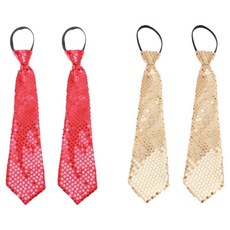 Party09 長版亮片領帶 2款 x 2入組, 1套, 金色, 紅色