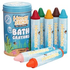 Honeysticks 紐西蘭純天然蜂蠟無毒浴室可水洗蠟筆, 7色, 1組