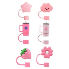 Monahome 粉色版隨行杯矽膠吸管蓋 10mm 6件組, 1套, 混合顏色