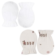 오가닉붐 신생아용 사계절 곰가족 손싸개 + 기본 손싸개 세트