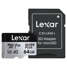 Lexar 雷克沙 Silver Plus MicroSDXC UHS-I U3 A2 記憶卡, 64GB, 1個