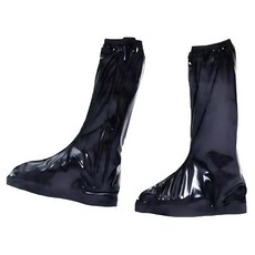 小麥購物 高筒隱藏式拉鍊全方位防雨鞋套 L4424, 黑色