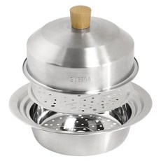 一鳥食器 304不鏽鋼鍋具蒸籠蒸盤3件組 18~22cm鍋具適用, 1套, 蒸籠 + 蒸盤 + 鍋蓋, 銀色