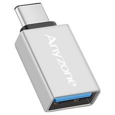 Anyzone USB-A 3.0 to Type-C OTG 轉接頭 ANY-T23, 銀色, 1個, 30mm