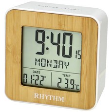 RHYTHM 日本麗聲時計 多功能液晶鬧鐘, 白色
