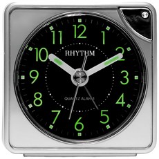 RHYTHM 日本麗聲時計 方塊夜燈鬧鐘, 太空銀