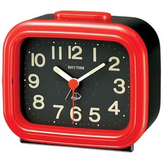 RHYTHM 日本麗聲時計 色彩繽紛居家鬧鐘, 黑紅色