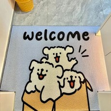 AFAMIC 艾法 萌寵WELCOME迎賓歡迎光臨刮泥玄關腳踏墊/絲圈印花地墊