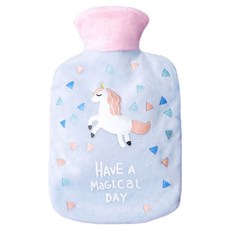HOME GYM CLUB 居家健身 絨毛熱水袋 藍色獨角獸 26.5 x 16.5cm 1L, 1個
