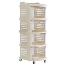 橡合杉 可移動多層收納櫃 透明面板 4層, 白色 + 透明色