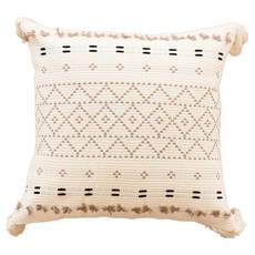 KOTI 日安生活 慵懶奶油風流蘇抱枕, 幾何黑色剪花