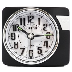RHYTHM 日本麗聲時計 設計感夜光小鬧鐘, 黑色