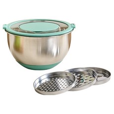 Modern House 居家料理準備 多功能刨絲器與附蓋攪拌碗 綠色套組 2.8L, 1個, 攪拌碗 + 3 個磨碎器 + 蓋子