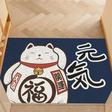 AFAMIC 艾法 新年招財貓迎賓刮泥 紅色玄關刮泥腳踏墊/絲圈印花地墊, 1個, 元氣貓
