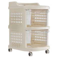 橡合杉 可移動多層收納櫃 透明面板 2層, 白色 + 透明色