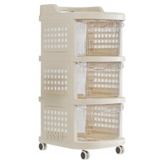 橡合杉 可移動多層收納櫃 透明面板 3層, 白色 + 透明色