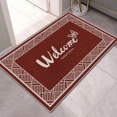 AFAMIC 艾法 迎賓落塵吸水歡迎光臨WELCOME玄關腳踏墊/水晶絨印花地墊, 暗紅色