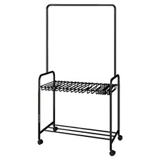 마켓플랜 이동식 논슬립 바지걸이 대용량 행거 2단, 블랙