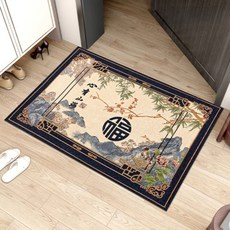 AFAMIC 艾法 居家精緻提花 刮泥吸水 玄關腳踏墊/多尼爾色織提花地墊, 1個, 圓福藏藍