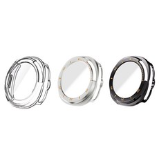 ZELSEN Galaxy Watch 全包覆一體式 9H 鋼化玻璃保護殼 3件組, 1套, 黑色, 銀色, 透明