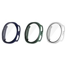 젤센 갤럭시워치 풀커버 일체형 9H 강화유리케이스 3종 세트, 네이비, 화이트, 다크그린, 1세트