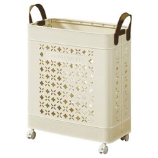 ANDY MAY2 本川帶手把折疊附輪收納籃 OH-Q323-1 35L, 奶黃色, 1個