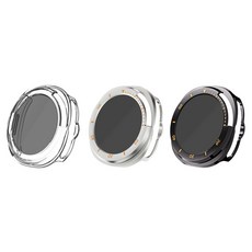 ZELSEN Galaxy Watch 防窺全覆蓋一體式 9H 鋼化玻璃保護殼 3件組, 1套, 黑色, 銀色, 透明