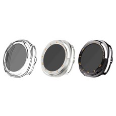 ZELSEN Galaxy Watch 防窺全包覆一體式 9H 鋼化玻璃保護殼 3件組, 1套, 黑色, 銀色, 透明