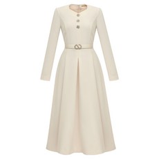 MINIMUM REFLEX 女款心形領鈕扣連身裙, 象牙白