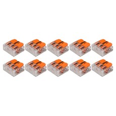 WAGO 旺科 單芯線與絞線兩用 高容量 32A 槓桿式按壓連接器 3P Simple 橘色 兼容0.2~4mm, 10個