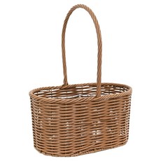 도시정원 라탄 플라스틱 꽃바구니 타원 원형 NA2014S, 브라운