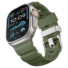 BUILTIN Apple Watch 運動氟橡膠矽膠錶帶, 1個, 咖啡師綠