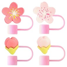 Monahome 隨行杯專用 櫻花版矽膠吸管塞 4件組, 1套, 混合色