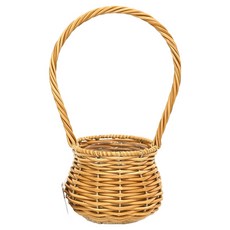 도시정원 라탄 플라스틱 미니 꽃바구니 A, 투톤베이지, 1개