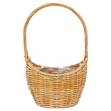 Garden in the City 藤編塑膠花籃 唇形橢圓 PW065M, 1個, 雙色米色