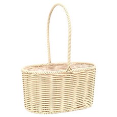 Garden in the City 藤編塑膠花籃 橢圓形 圓形 NA2014S, 1個, 象牙白
