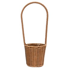 Garden in the City 仿藤塑膠NA斜紋圓形花籃 PA317S, 1個, 棕色