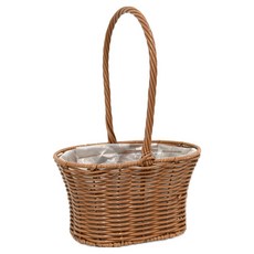 도시정원 라탄 플라스틱 NA라인 타원형 꽃바구니 225S, 브라운, 1개