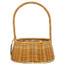 Garden in the City 藤編塑膠花籃 梯形 橢圓形 PA211S, 1個, 雙色米色