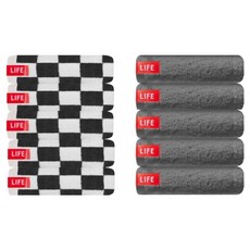 Life 飯店毛巾 2款 x 5入組 170g 40支精梳棉, 1套, 灰色棋盤格, 深灰色