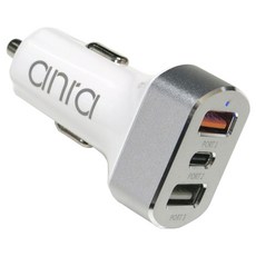 anra TypeC + 2USB 三孔車充, CCP P301, 白色