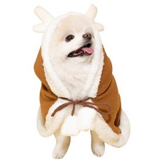 QIDINA 聖誕法蘭絨保暖 寵物披肩 H, 1個, 咖啡麋鹿 L