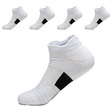 Compeak 男士足底加厚馬拉松運動短襪, 白色, 5個