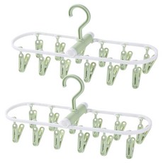 Malltoday 迷你晾衣王 可折疊曬衣架 2入, 2個, 02 綠色