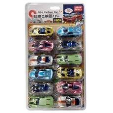 JUNSHENG TOYS 駿盛玩具 跑車造型Q版迴力車12件組 5901, 1套, 顏色隨機