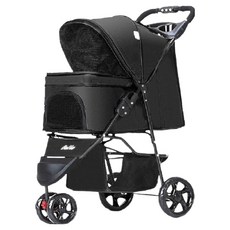 彬彬小舖 Bello 3輪寵物推車 + 遮雨罩, 1個, 黑色