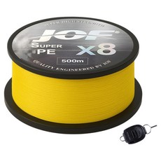 JOF SUPER PE X8 編織釣魚線 500m+Royal Fish 線夾, 1套, 陽光黃