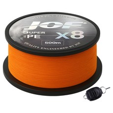 JOF SUPER PE X8 編織釣魚線 500m+Royal Fish 線夾, 1套, 火焰橘