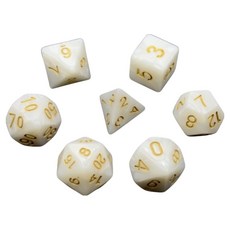 Modutem 壓克力彩色多面體骰子, 7個, 白色
